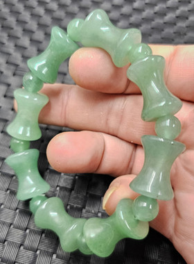 包邮东陵玉竹节玉石手链草绿色