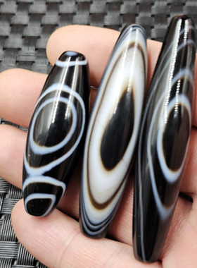 黑白一眼天珠路路通玉石挂件