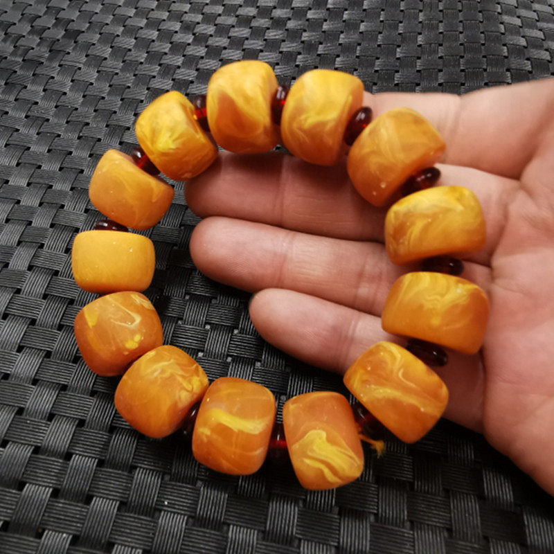 厂家直销荧光浮盐水仿蜜蜡通知手链小号蜜蜡路路通手链老蜜蜡手串