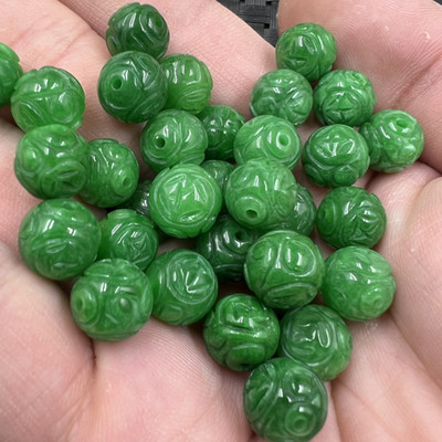翠玉干青圆珠散珠配件珠子