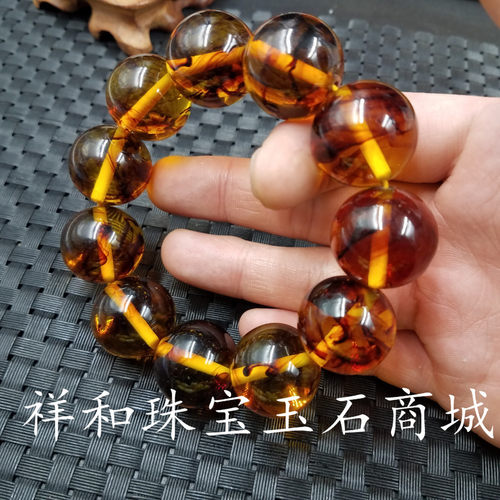 饰品手链仿琥珀圆珠手链半透明仿