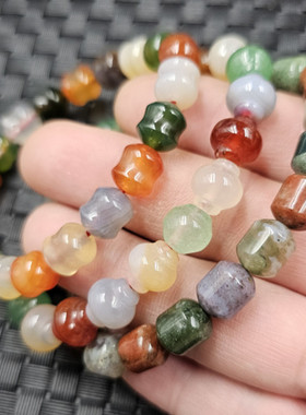 盐源玛瑙竹节玉石手链玉髓