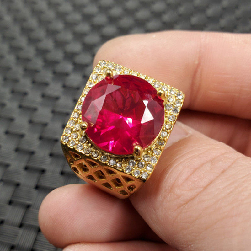 新款精美冰种红钢石戒指石榴红切面戒指饰品戒指百搭戒指