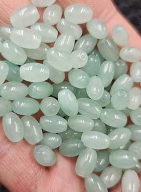冰晴绿米珠玉石散珠豆绿色