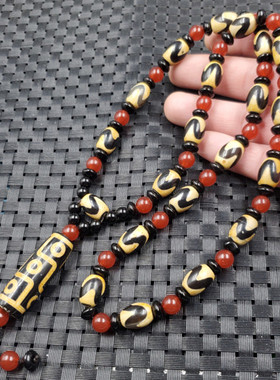 玛瑙项链坠仿古玉石九眼天珠