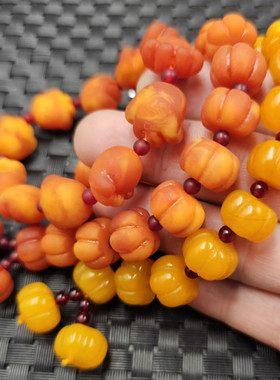 包邮荧光浮盐水蜜蜡南瓜珠手链