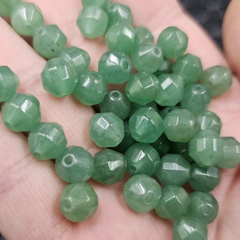 东陵玉切面路路通玉石散珠草绿色石英岩玉桶珠diy手链项链饰品珠