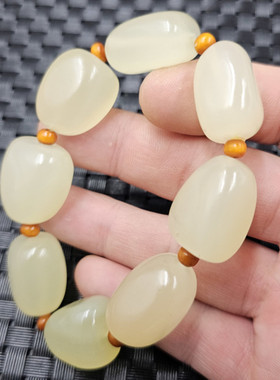 青白色水滴玉石手链方解石玉