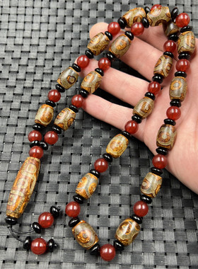 包邮玛瑙天珠玉石项链咖啡色九眼