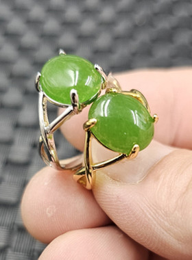 包邮台湾碧玉蛋面玉石戒指