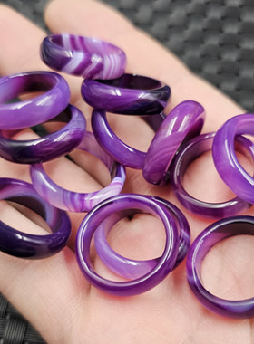 包邮紫色玛瑙玉石戒指紫罗兰