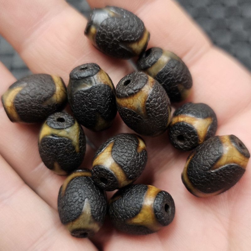 树皮纹虎牙天珠路路通玉石散珠仿古玛瑙米珠桶珠勒子饰品配件珠子