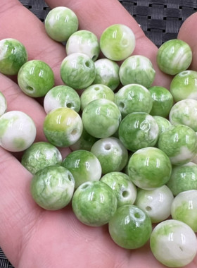 翠绿色圆珠散珠配件珠子