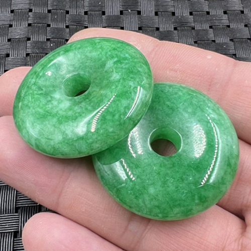 翠玉干青平安扣挂件项链坠