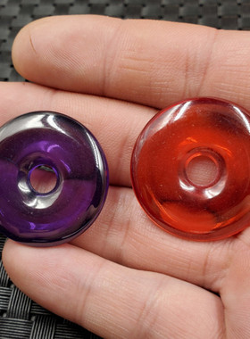 新款精美冰种宝蓝色锆石平安扣挂件鸡血红锆石平安扣吊坠项链坠