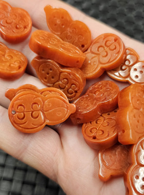 翡翠玉红翡葫芦玉石挂件