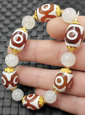 包邮红白玛瑙三眼天珠玉石手链