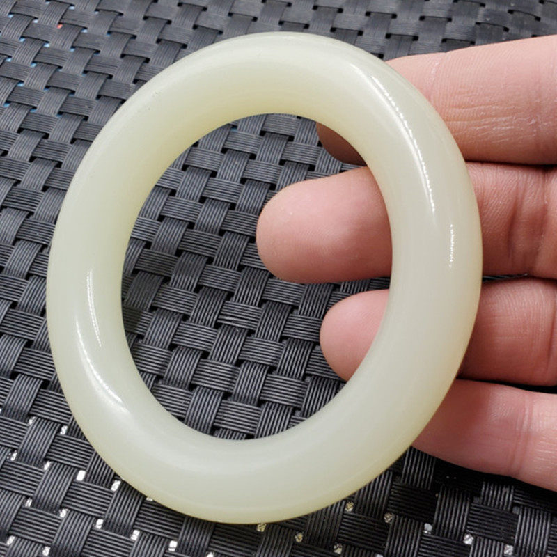 新疆和田外蒙料手镯仿和田玉手镯仿玉石青白色圆条手镯女款手镯