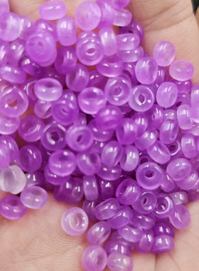 紫色大孔玉扣算盘珠玉石散珠石英岩玉隔片隔珠饰品配件手工玉珠子