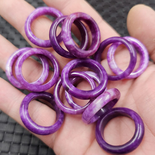 干青玉石戒指紫色石英岩玉