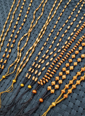 橄榄核葫芦挂件绳黄色木头吊坠绳节节高吊坠绳圆珠项链绳玉扣珠链