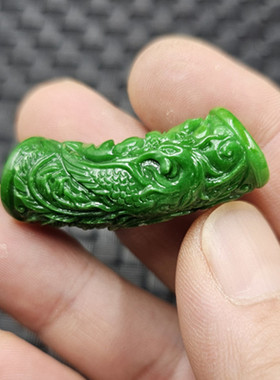 仿翡翠玉干青弯管路路通仿玉散珠