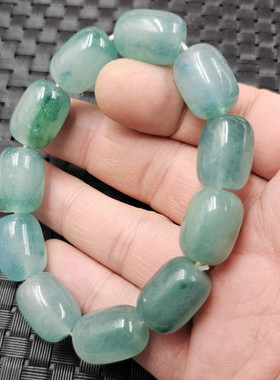 飘花玉路路通玉石手链浅油青