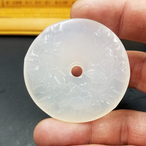 高档精美天然a货冰种玉髓牡丹花