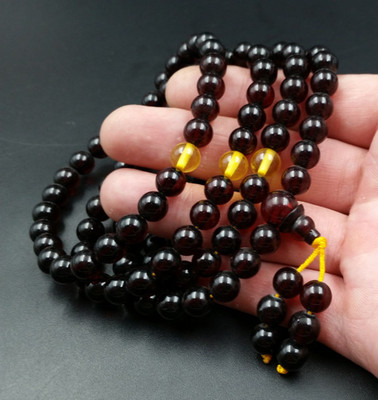 新款琥珀蜜蜡圆珠手链冰种