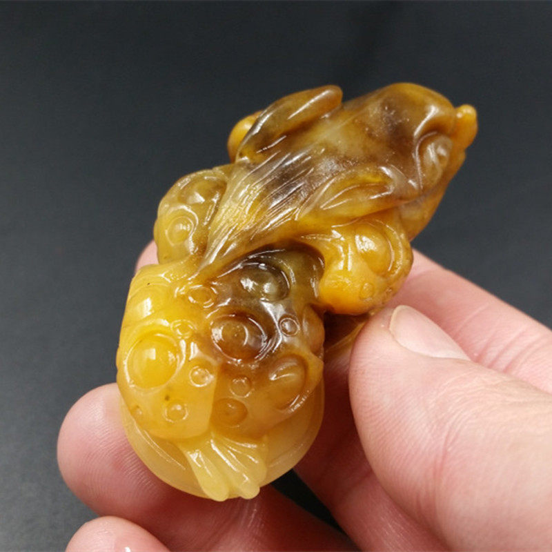 天然玉石a货黄龙玉金蝉吊坠富贵缠丝吊坠立体金蝉玉坠
