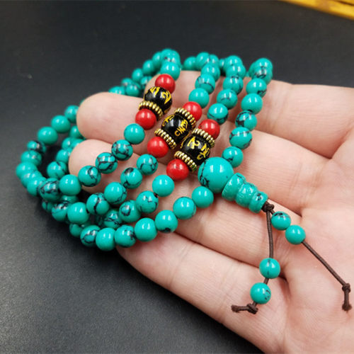 高档精美手链6毫米108颗多圈玉石