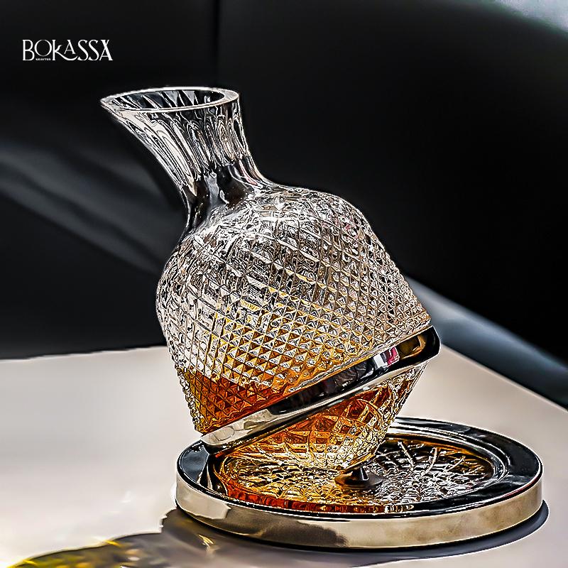360度旋转不倒翁红酒葡萄酒醒酒器高档金色水晶玻璃醒酒壶分酒壶