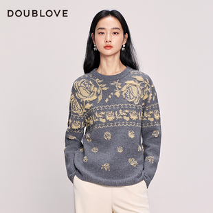 【格雷系穿搭】复古提花毛衣羊毛针织衫DOUBLOVE贝爱2025冬季新款