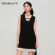 三醋酸连衣裙直筒背心裙DOUBLOVE贝爱春季 设计感小黑裙 新款
