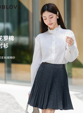 【长绒棉白衬衫】复古宫廷风花边甜美减龄DOUBLOVE贝爱25新款