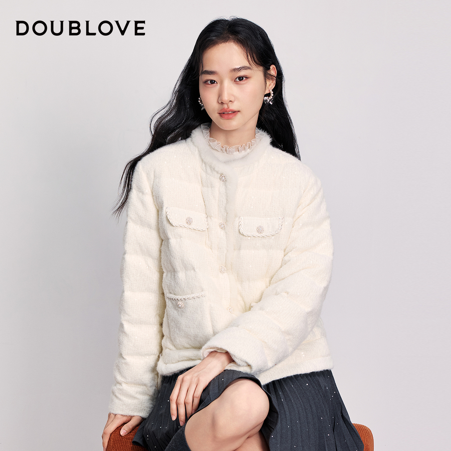 【暖意小香风】甜美千金风羽绒服外套DOUBLOVE贝爱2025冬季新款