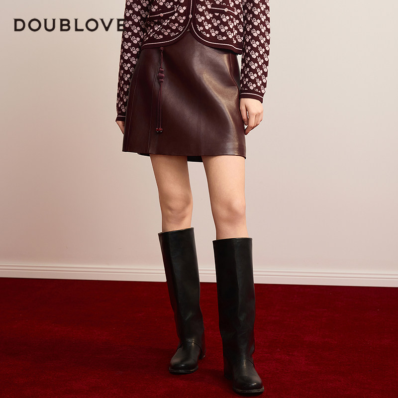【甜酷新中式】PU蛋白皮国风半身裙小A裙DOUBLOVE贝爱25春新款,女装/女士精品,半身裙,淘宝优惠券,粉丝福利购,淘宝优惠卷