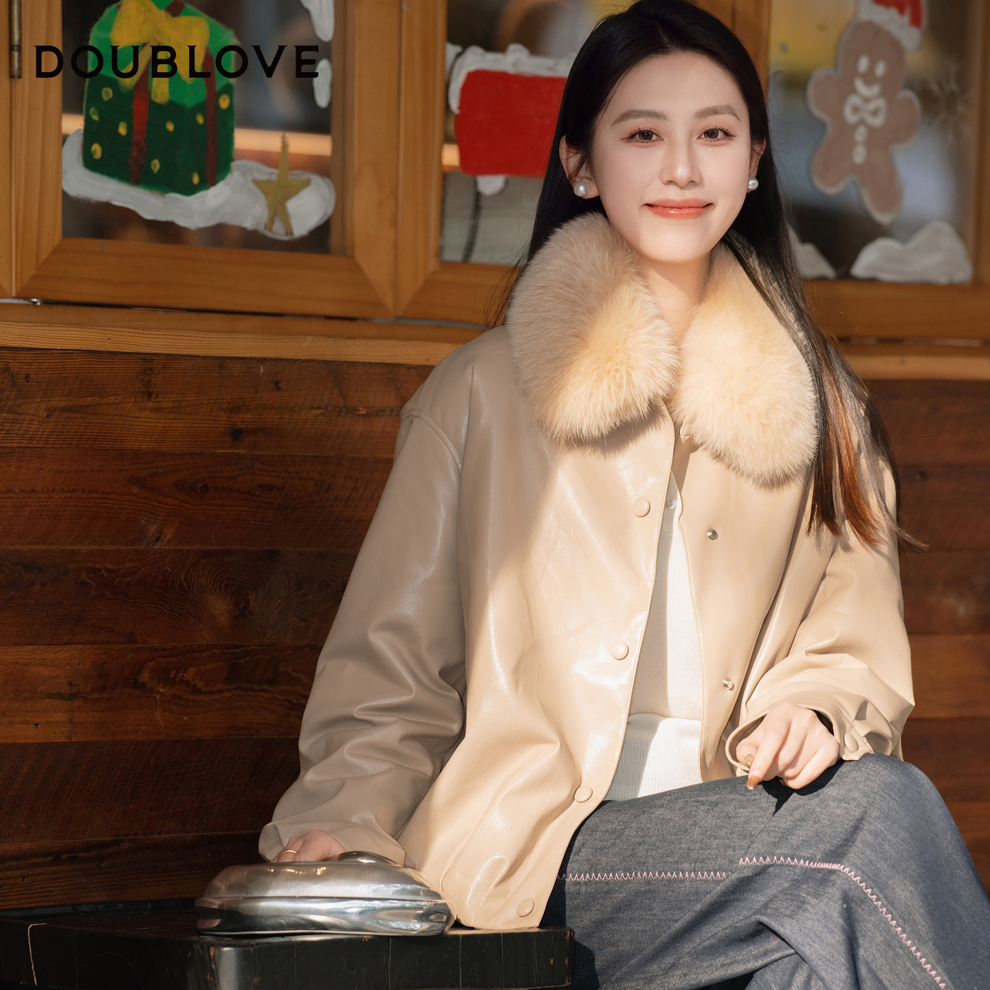 【复古巴恩风】PU蛋白皮夹克式羽绒服DOUBLOVE贝爱25冬季新款,女装/女士精品,羽绒服,淘宝优惠券,粉丝福利购,淘宝优惠卷