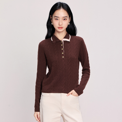 【巴素兰羊毛】套头毛衣含羊绒针织衫DOUBLOVE贝爱2025冬季新款