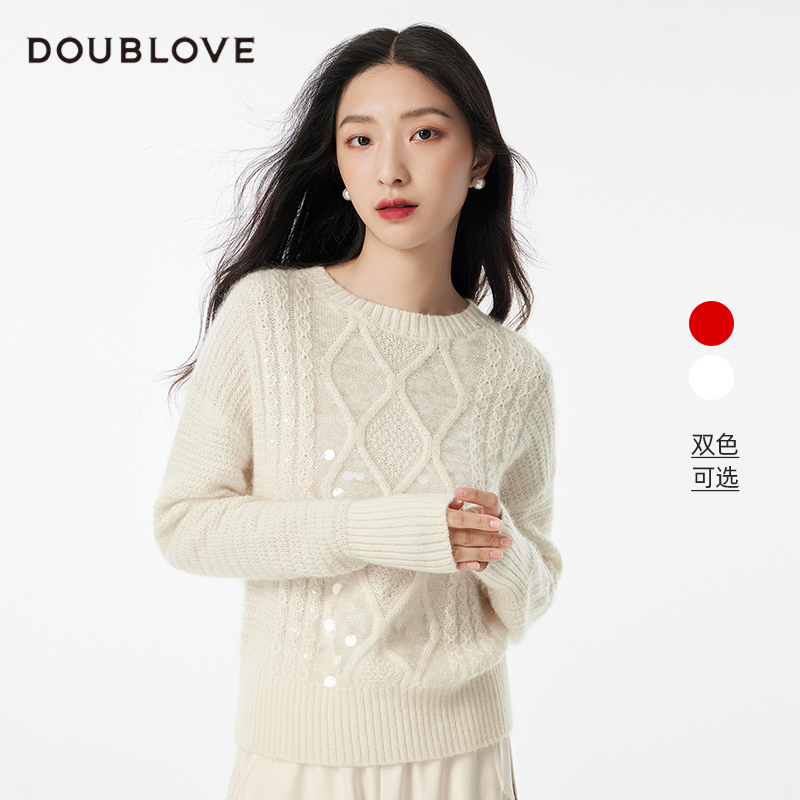 氛围套头毛衣肌理亮片doublove