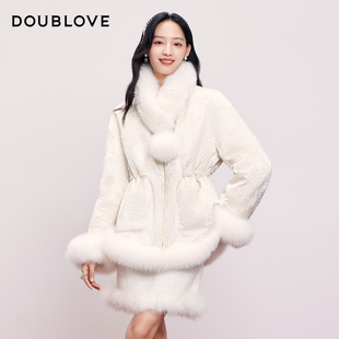 【暖意轻中式】狐狸毛领提花羽绒服国风外套DOUBLOVE贝爱25冬新款