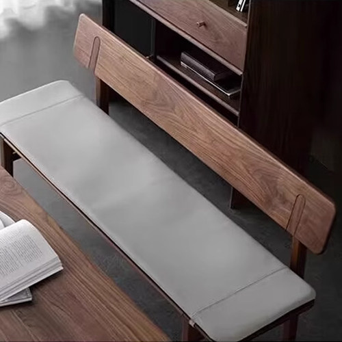 北美黑胡桃木餐厅餐椅日式靠背一体长条凳家用实木长椅休闲椅靠椅