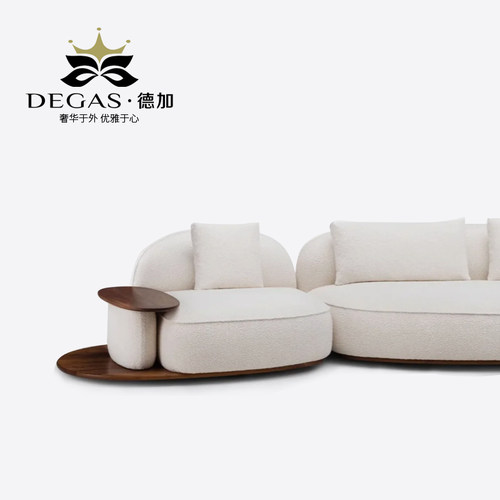 Degas中古侘寂风Azores沙发别墅大平层客厅布艺沙发直排三人位