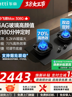 [小飞碟Max308G]华帝燃气灶i10308G定时天然气煤气灶家用双灶台