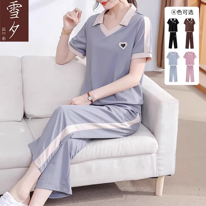 妈妈夏装2025新款短袖运动套装时尚休闲母亲节衣服中老年女薄卫衣