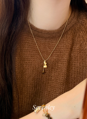 七与 虎眼宝瓶 轻奢葫芦项链新中式沙金毛衣链小众设计装饰链女