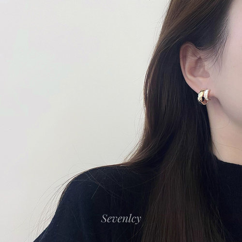 小众高级感贝壳圈圈耳环925银针