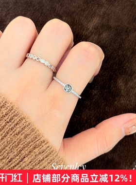 新品【深秋咖语】轻奢高级感~黑钻渐变泡泡戒指开口小众