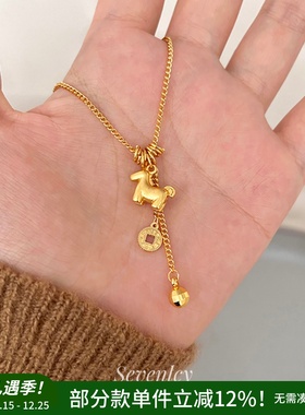 七与 马上有钱 项链女配饰小众设计马年寓意好复古轻奢秋冬毛衣链