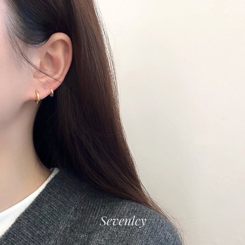 新品【小金圈】通体925纯银迷你耳扣耳圈叠戴百搭通勤女